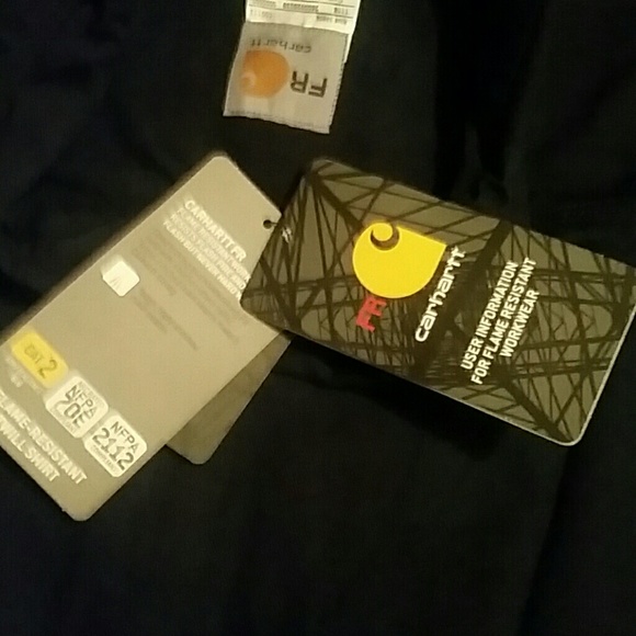 CARHARTT Tall FIRE RESISTANT Shirt NAVY - Picture 6 of 7